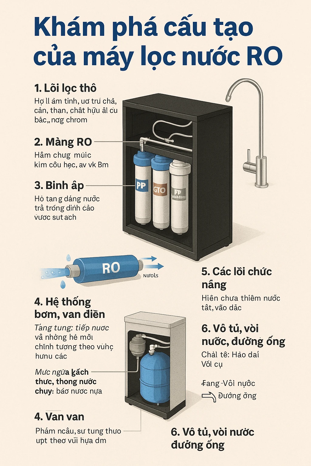 Diagram of RO water filter components
